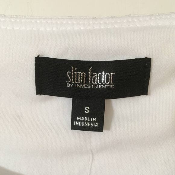NWT Slim Factor by Investments Small Women’s Top White Hi Lo Eyelet Tied Sleeves - Picture 3 of 6